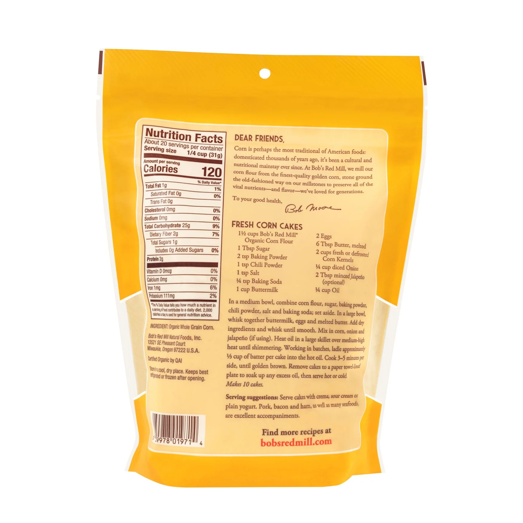 Bob's Red Mill Certified Organic Corn Flour 624g, Stone-Ground & Gluten-Free - Image 2
