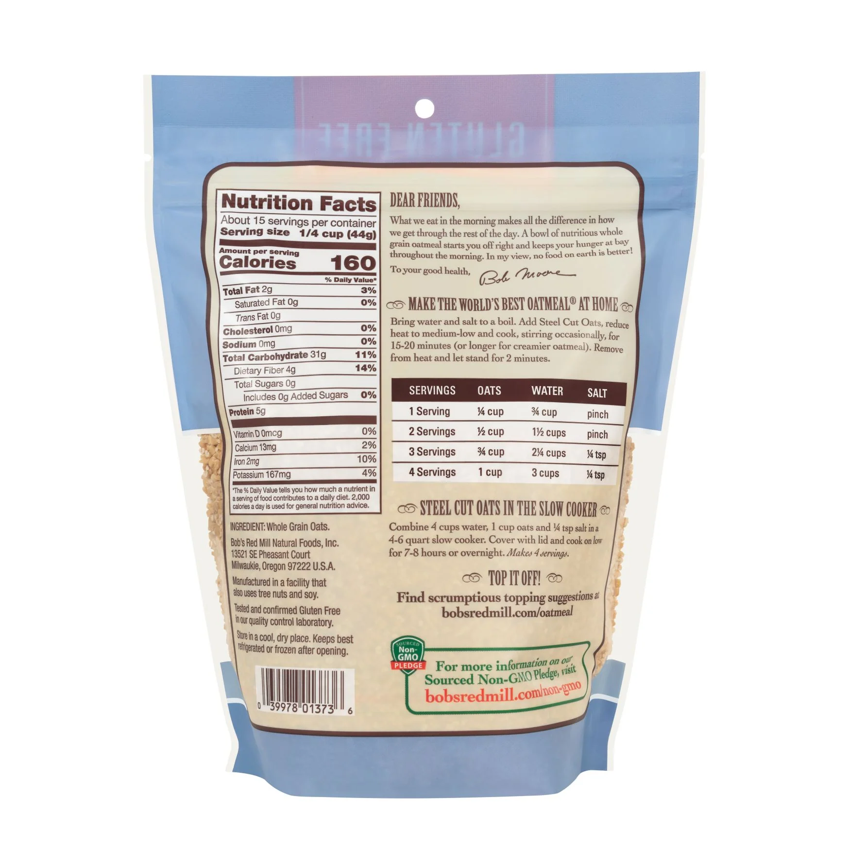 Bob's Red Mill Pure Whole Grain Steel Cut Oats 680g, Wheat Free - Image 2