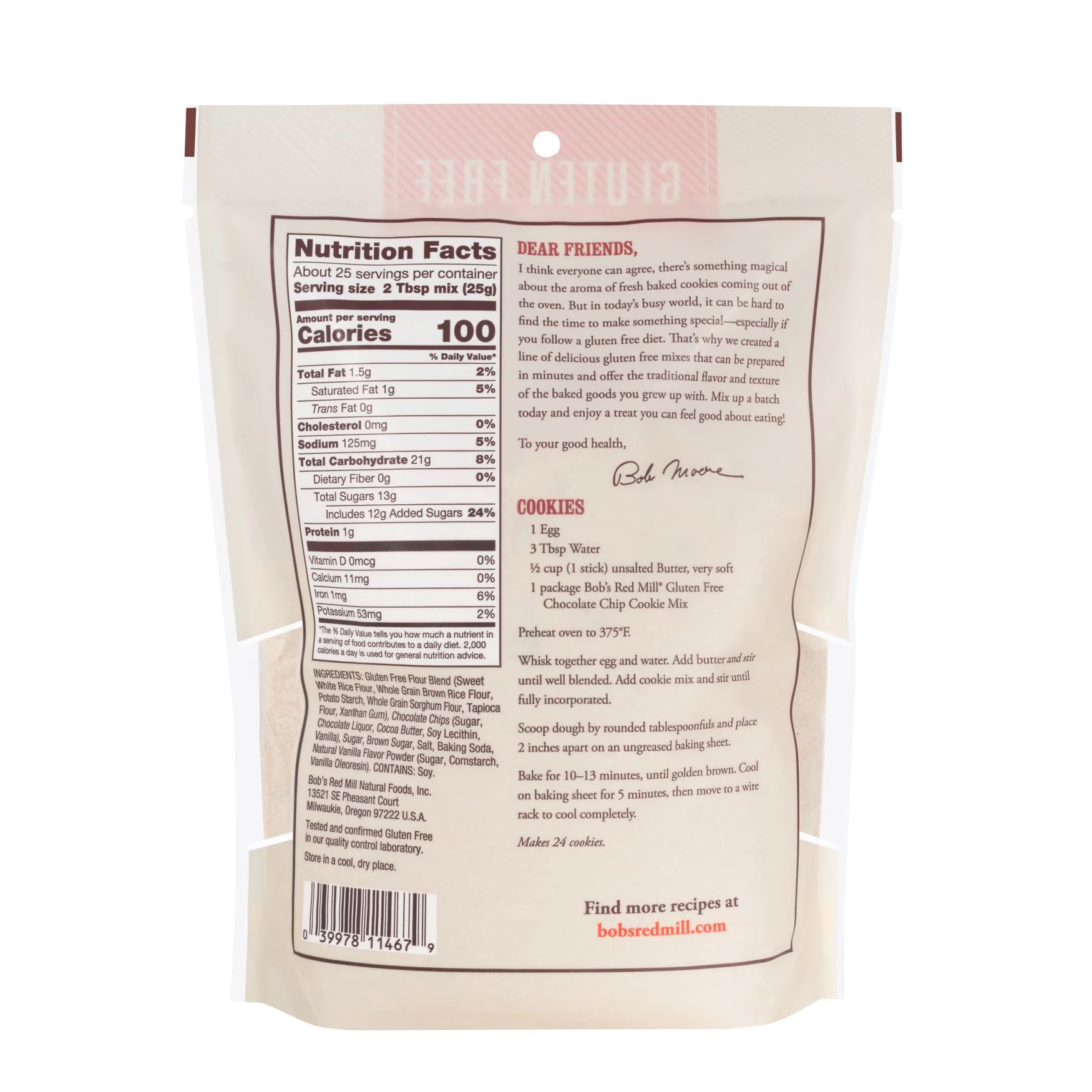 Bob's Red Mill Chocolate Chip Cookies Mix 624g, Gluten Free - Image 2