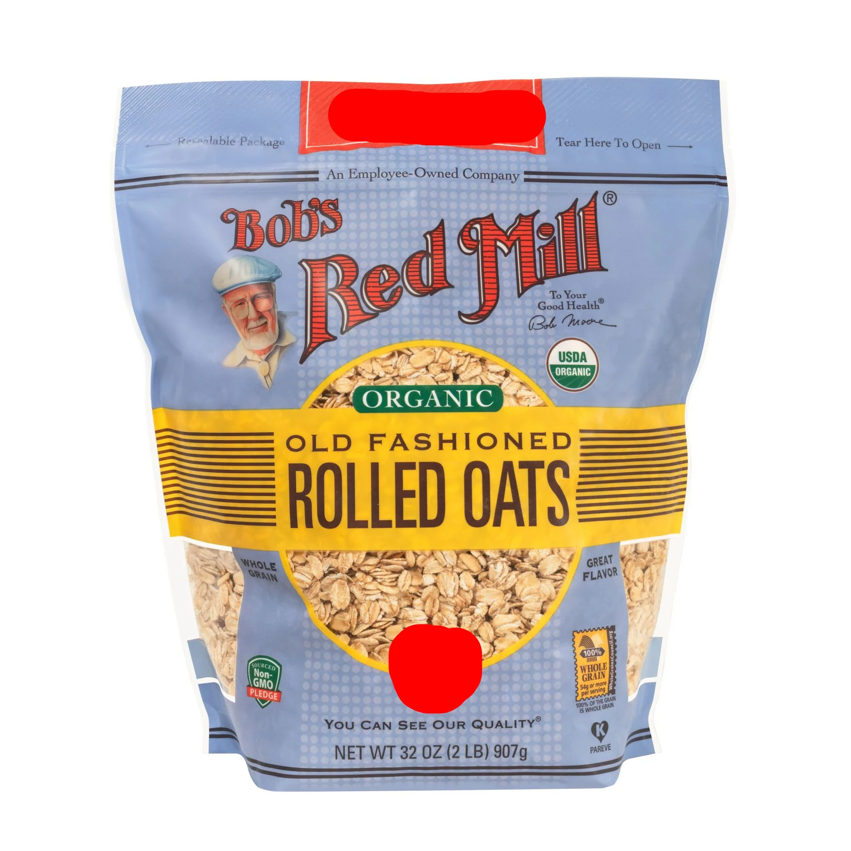 Bob's Red Mill Old Fashioned Rolled Oats 907g, Certified Organic & Wheat Free