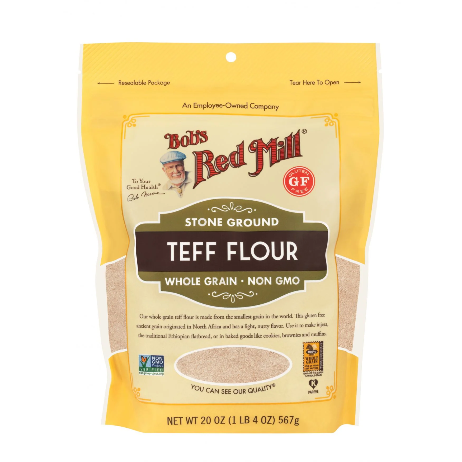 Bob's Red Mill Wholegrain Teff Flour 567g, Stoneground & Non-GMO