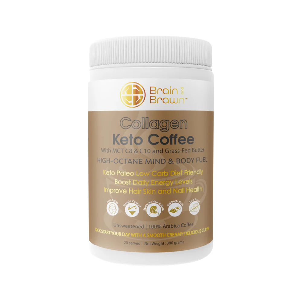 Brain & Brawn Collagen Keto Coffee 300g, With MCT C8 & Grass Fed Butter