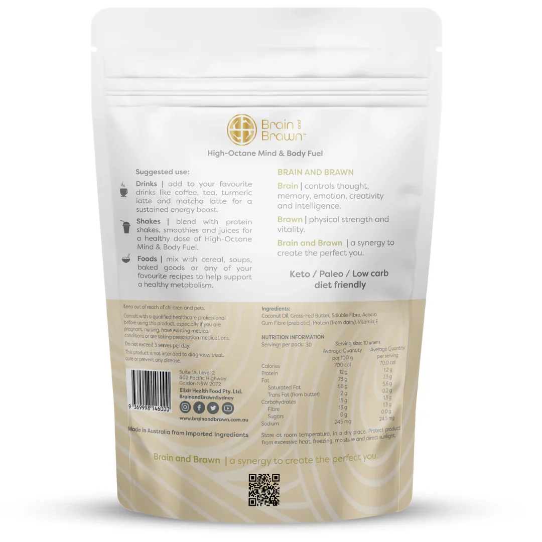 Brain & Brawn Keto Creamer With Grass-Fed Butter 300g, Improve Daily Energy Levels - Image 2