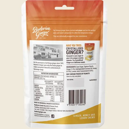 Buderim Ginger Honey & Lemon Chews 50g, Soothe, Sweeten & Revive - Image 2