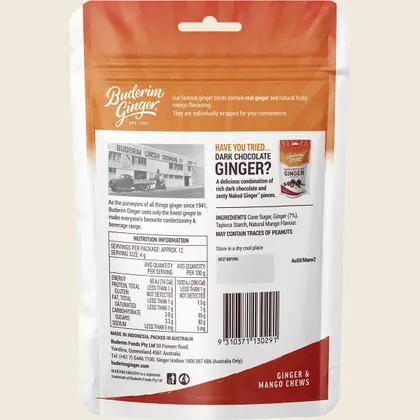 Buderim Ginger & Mango Chews 50g, Tropical Heat Meets Sweet - Image 2