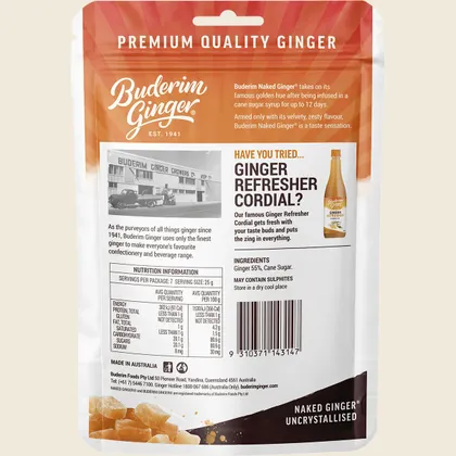 Buderim Ginger Naked Ginger Deliciously Uncrystallised 175g, Pure, Zesty & Naturally Sweet - Image 2