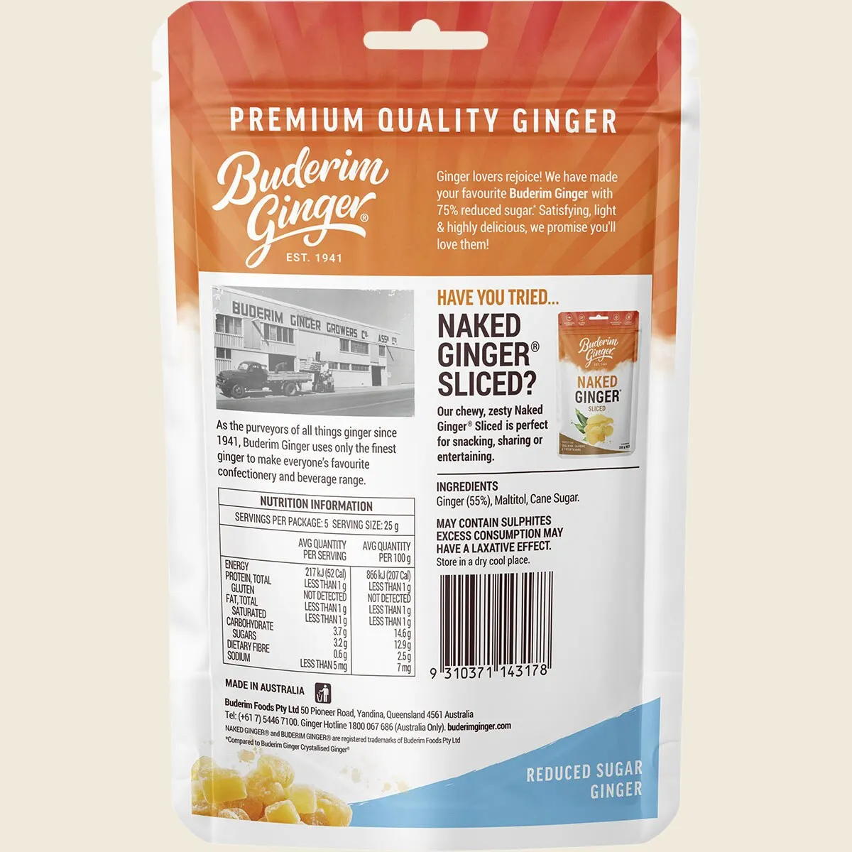 Buderim Ginger Reduced Sugar Ginger 75% Less Sugar 125g, Light, Zesty & Guilt-Free - Image 2