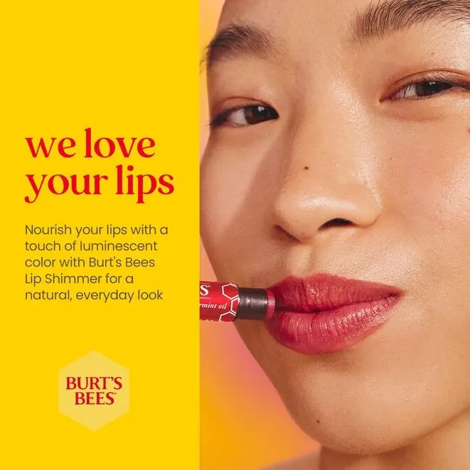 Burt's Bees Cherry Lip Shimmer 2.6g, With Peppermint Oil - Image 4