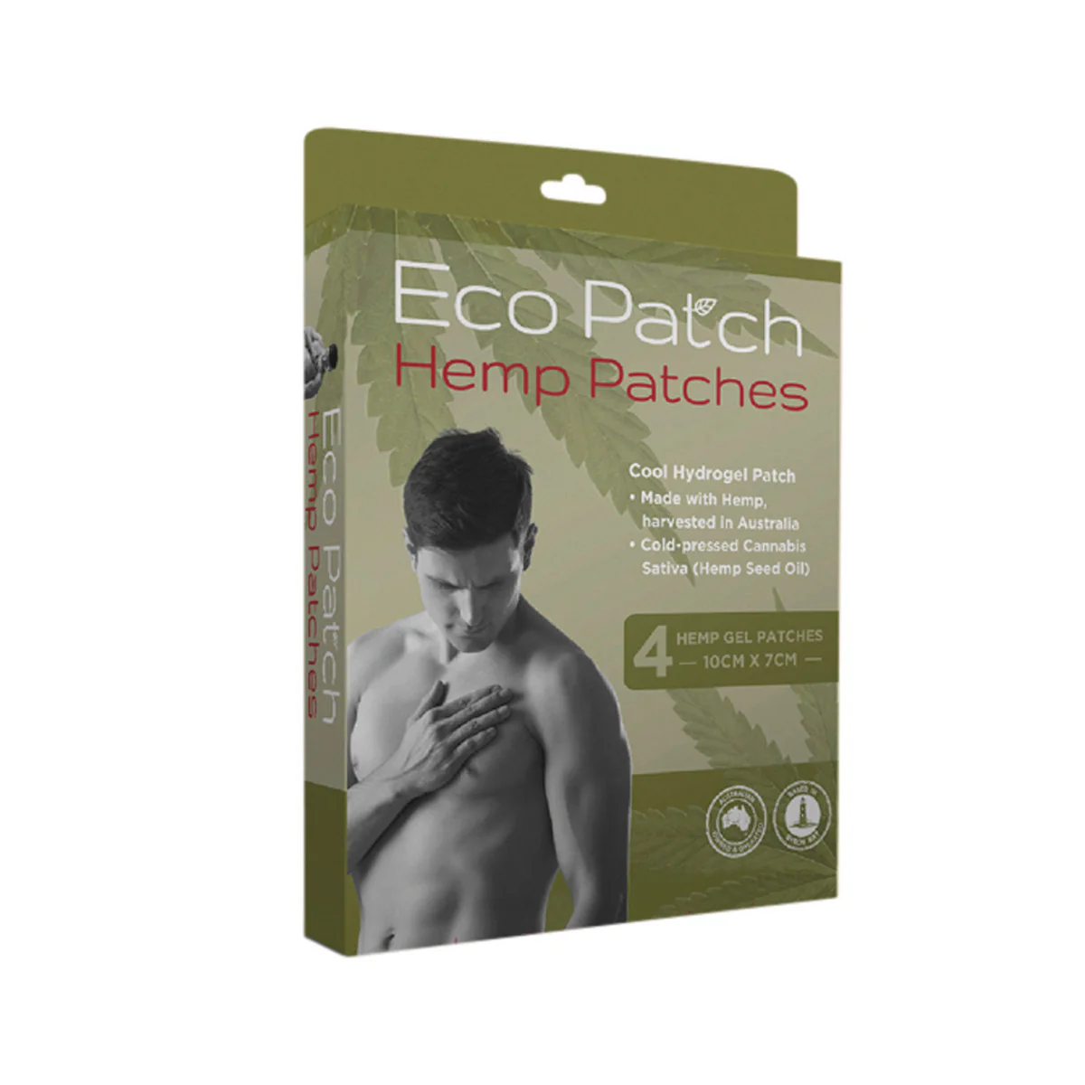 Byron Naturals Eco Patch Hemp Patches (4), Hemp Cooling HydroGel Patches - 10cm x 7cm