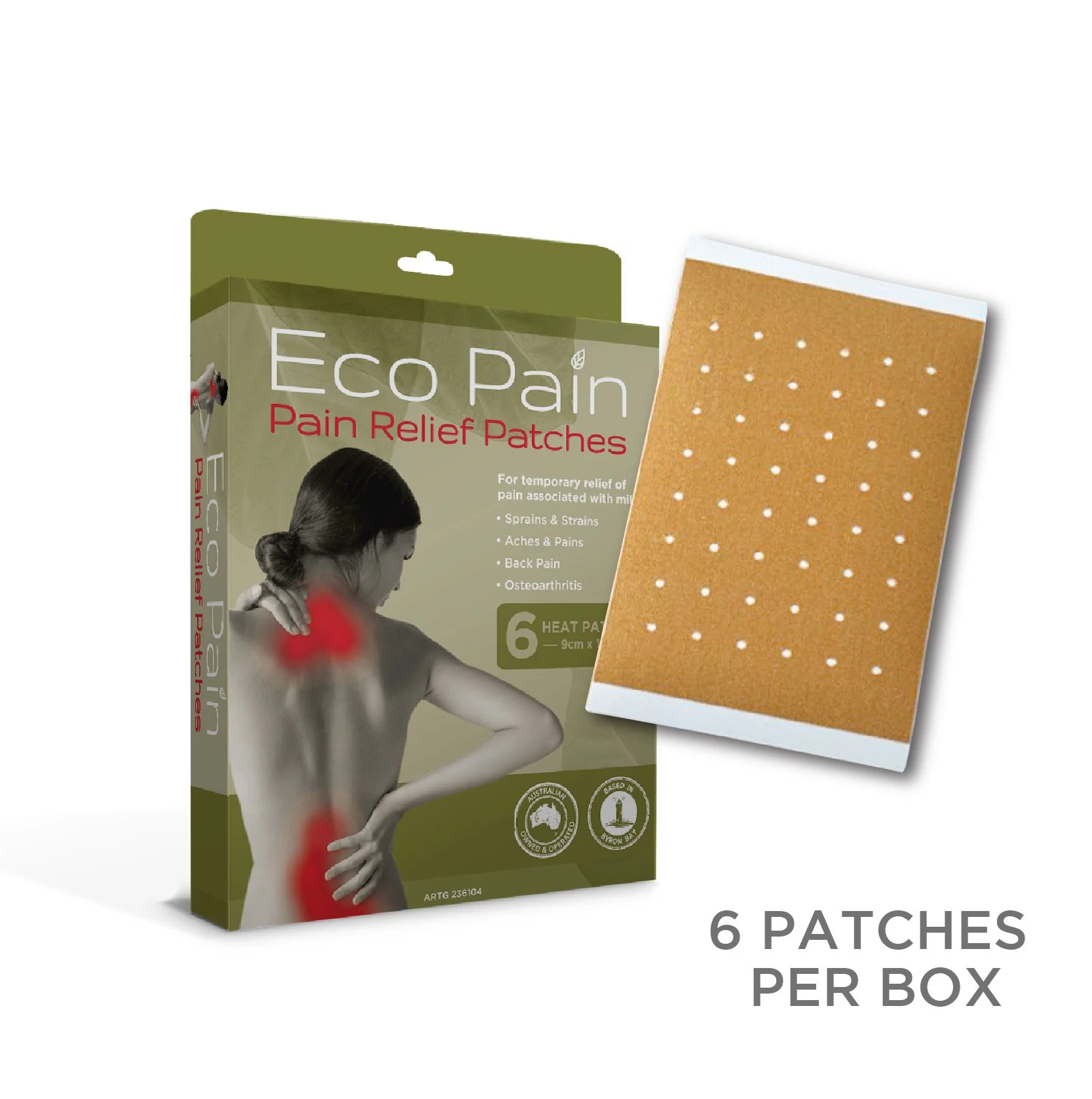 Byron Naturals Eco Pain Eze Pain Relief Patches (6), Heat Patches 9cm x 13cm - Image 3
