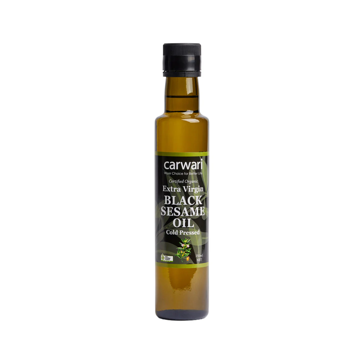Carwari Extra Virgin Black Sesame Oil 250ml, Certified Organic & Cold Pressed