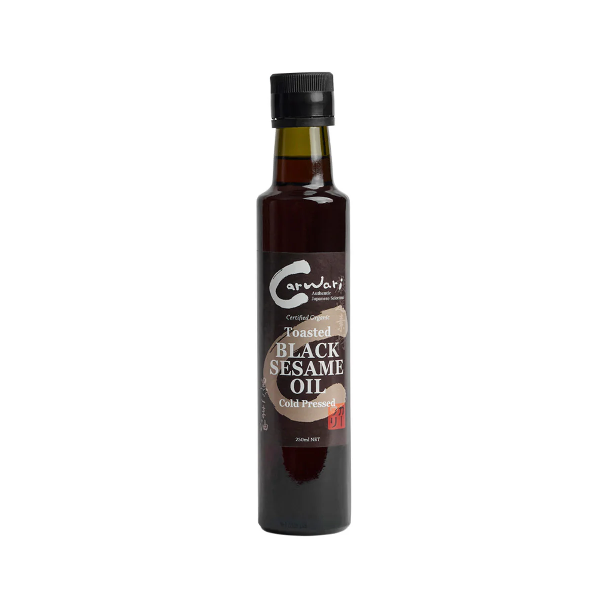 Carwari Certified Organic Toasted Black Sesame Oil 250mL, Cold Pressed