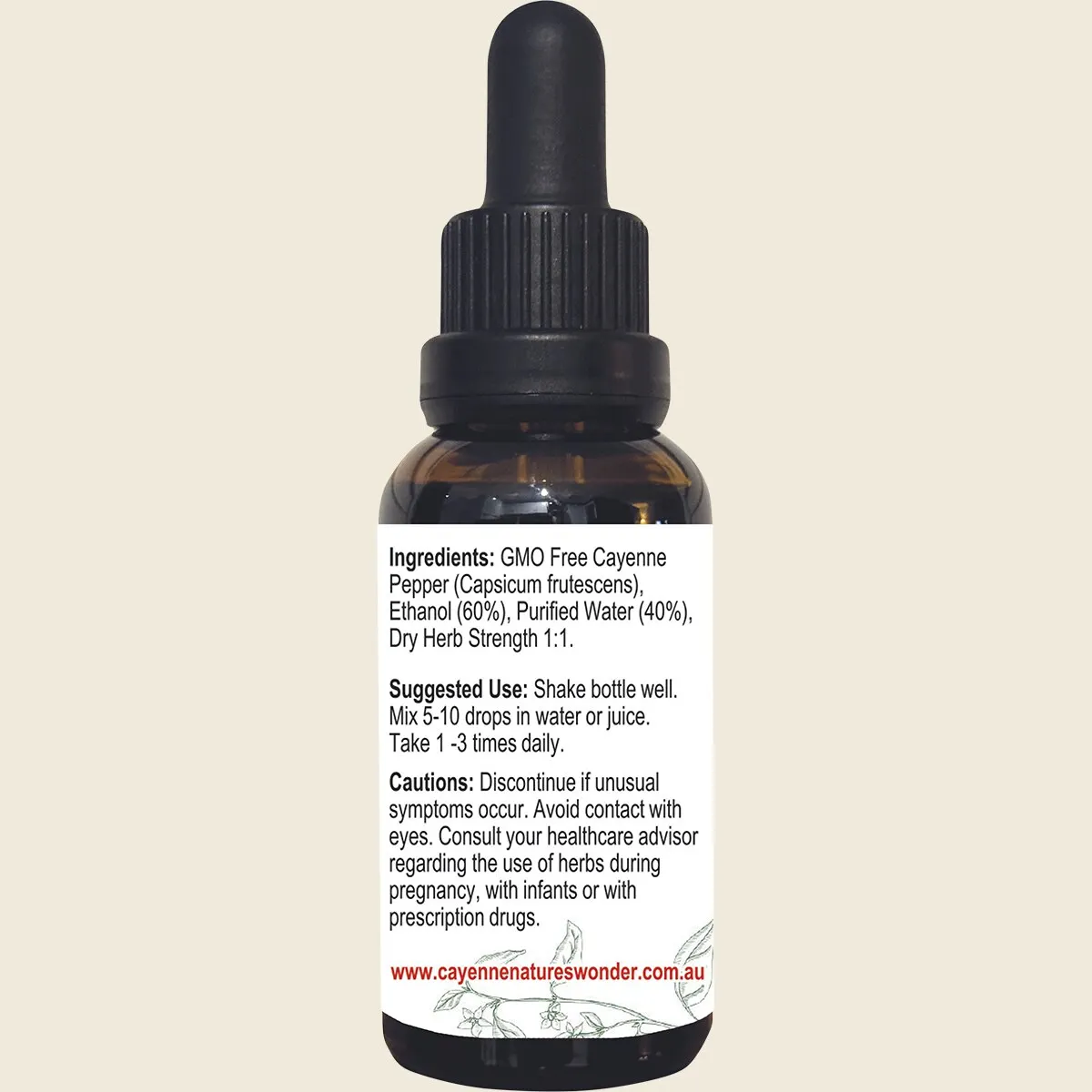 Cayenne Nature’s Wonder Cayenne Pepper Extract With Dropper 30mL, Natural Warming Support - Image 2