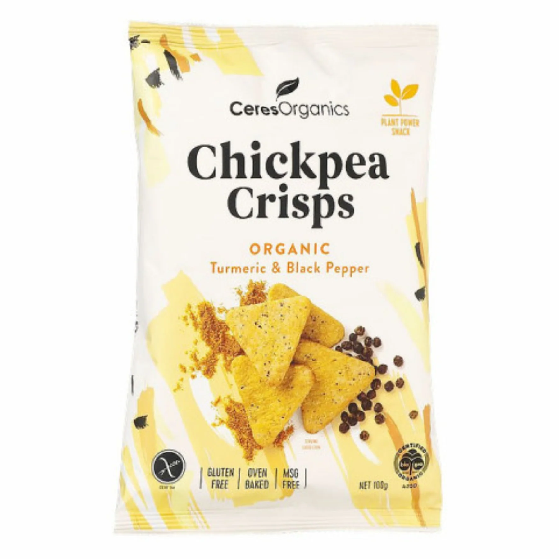 Ceres Organics Chickpea Crisps 100g, Turmeric & Black Pepper Flavour - Image 3