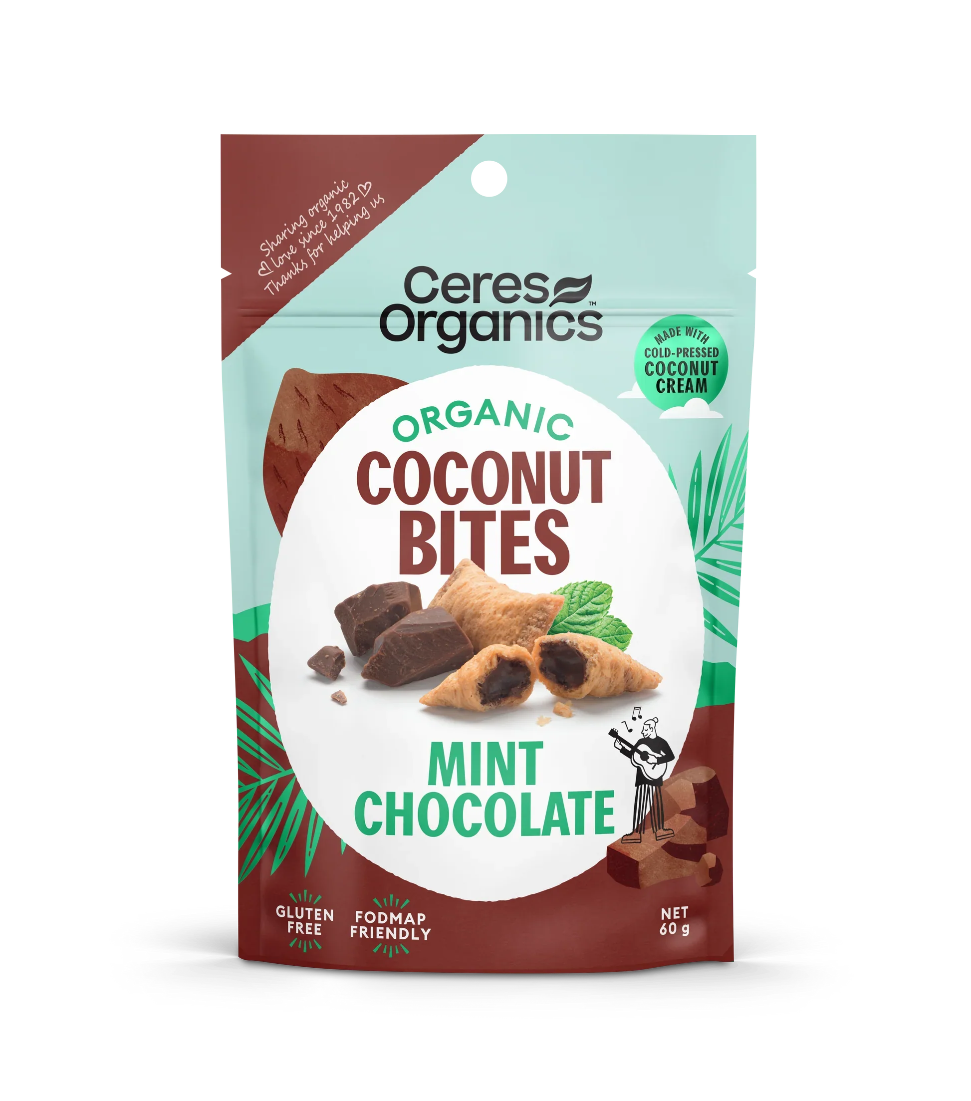 Ceres Organics Coconut Bites 60g, Mint Chocolate Filled & Gluten Free