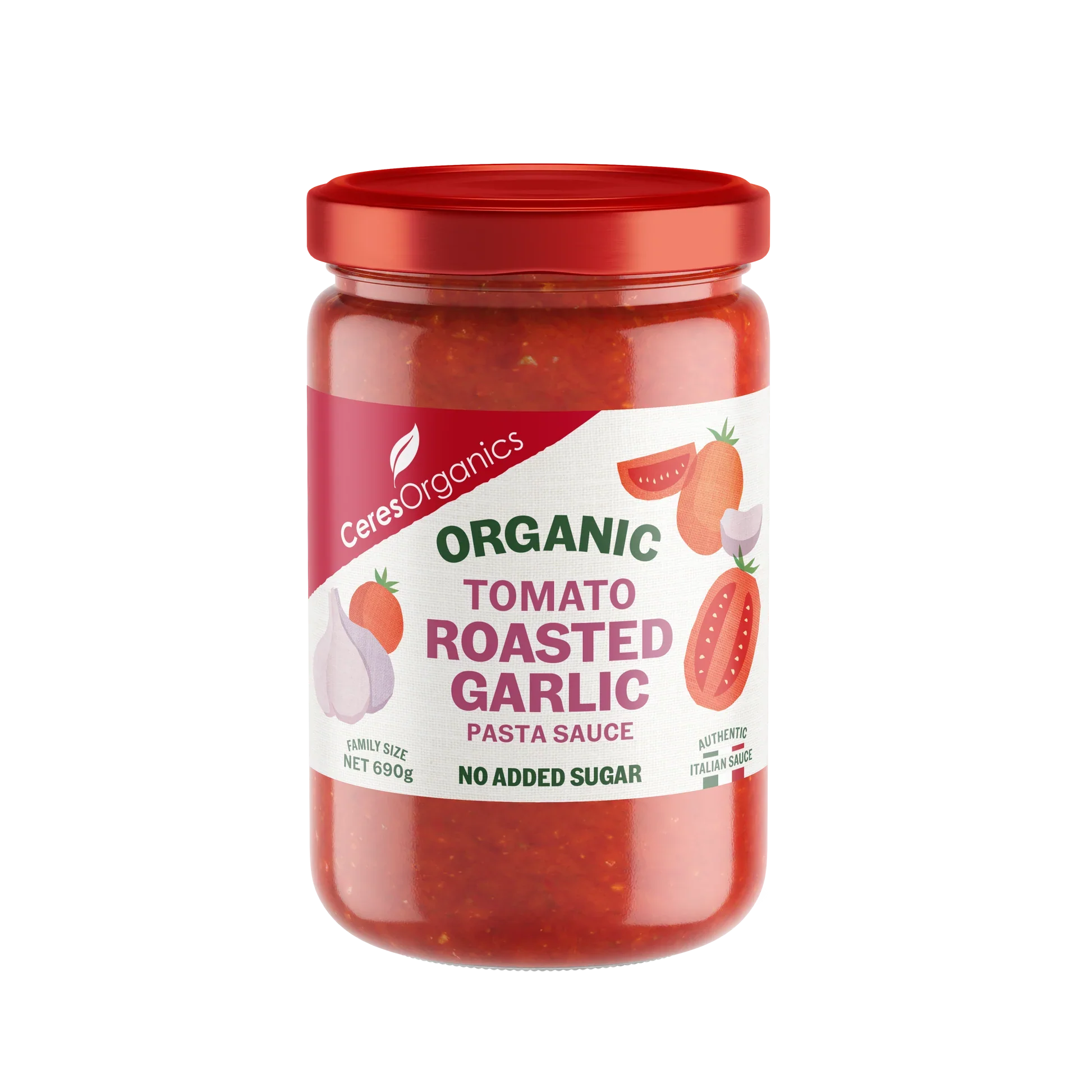 Ceres Organics Organic Tomato & Roasted Garlic Pasta Sauce 690g, No Added Sugar