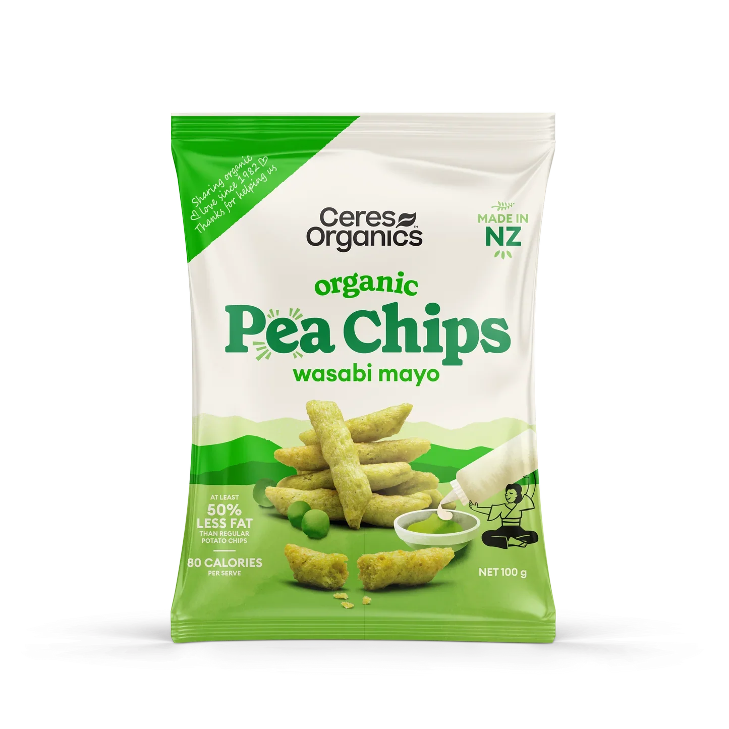 Ceres Organics Pea Chips 100g, Wasabi Mayo Flavour