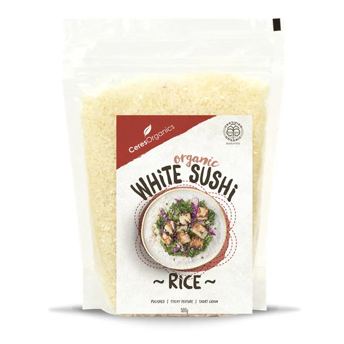 Ceres Organics Organic White Sushi Rice 500g, Short Grain & With A Sticky Texture