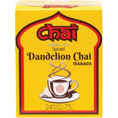 Chai Tea Spiced Dandelion Chai 24 Tea Bags, Caffeine Free