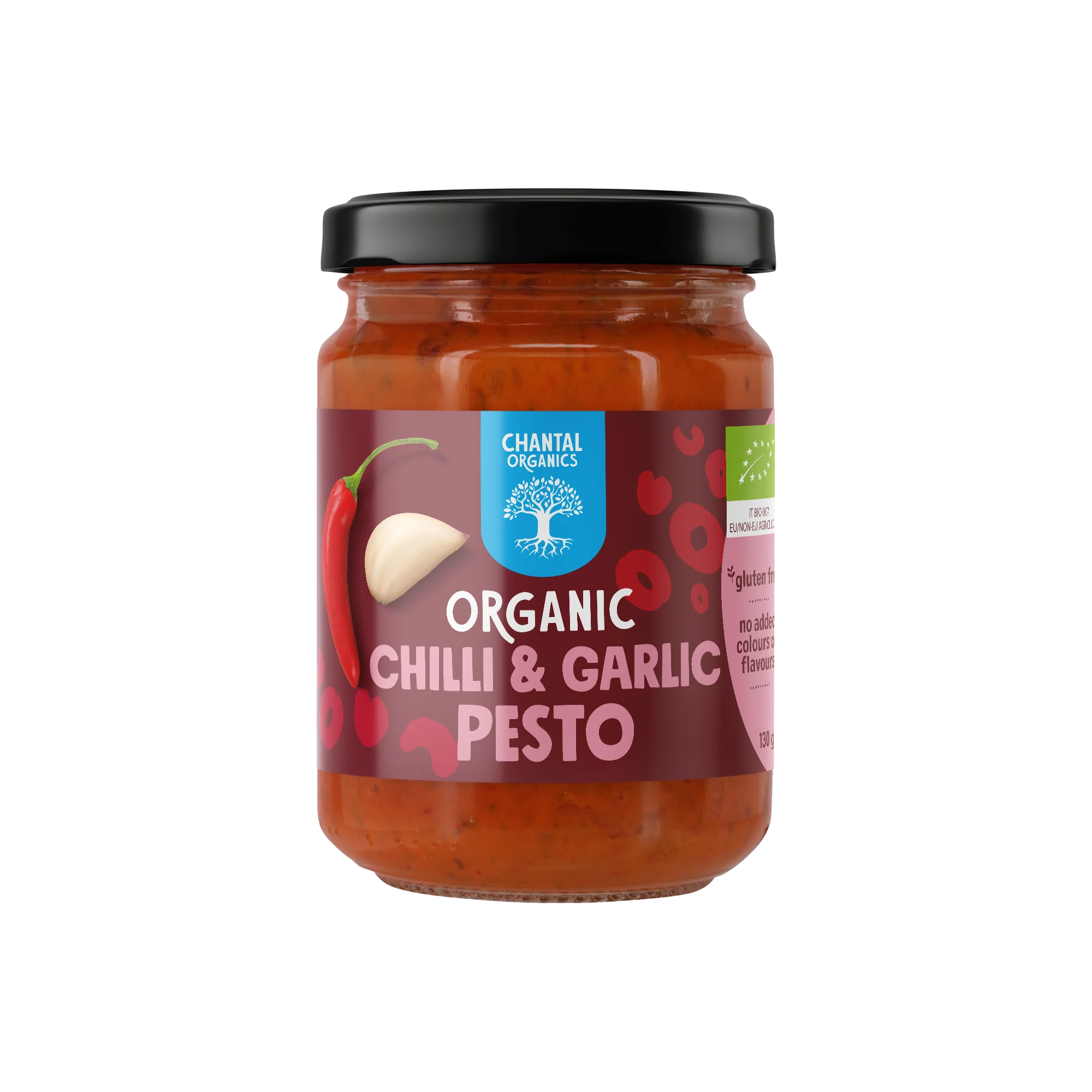 Chantal Organics Organic Chilli & Garlic Pesto 130g, No Added Colours Or Flavours