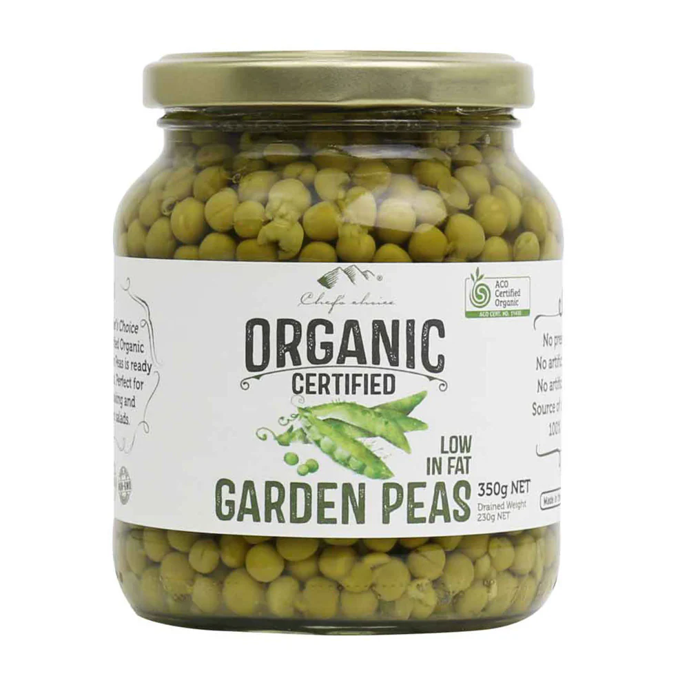 Chef's Choice Certified Organic Garden Peas 350g, 100% Natural
