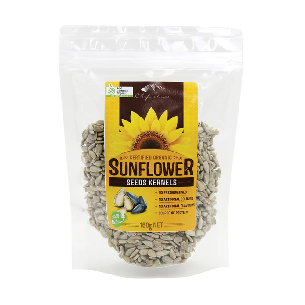 Chef's Choice Certified Organic Sunflower Seeds 160g, Sprinkle Over Salads