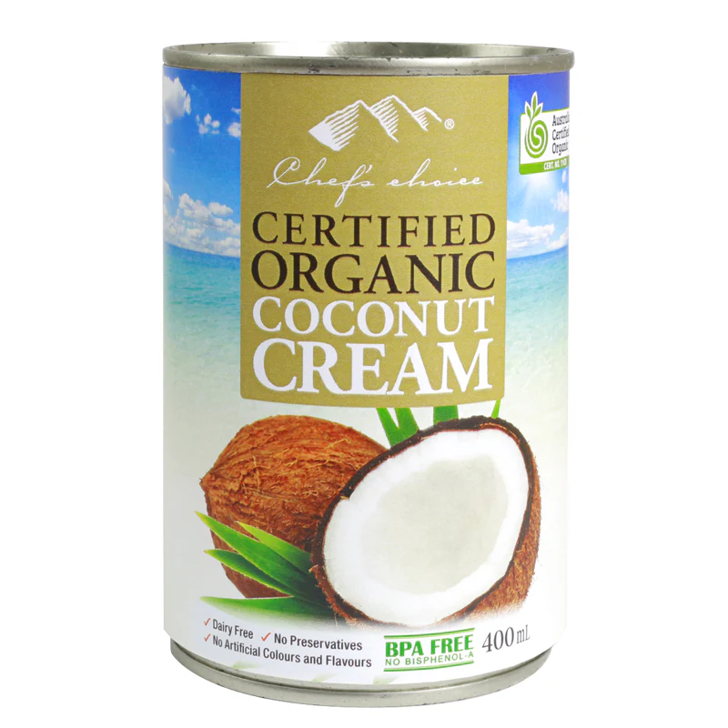 Chef's Choice Certified Organic Coconut Cream 400ml, Rich Creamy Flavour