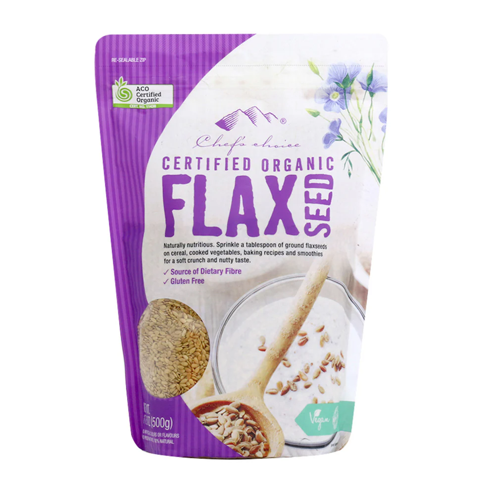 Chef's Choice Golden Flaxseeds 500g, Certified Organic & A Great Source OF Dietary Fibre