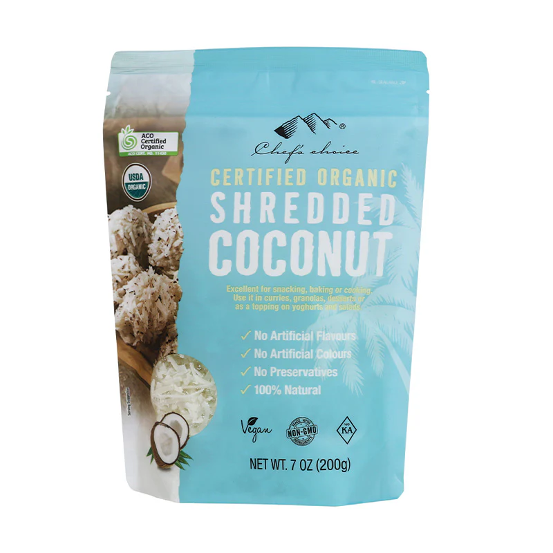 Chef's Choice Certified Organic Shredded Coconut 200g, Add To Your Muesli