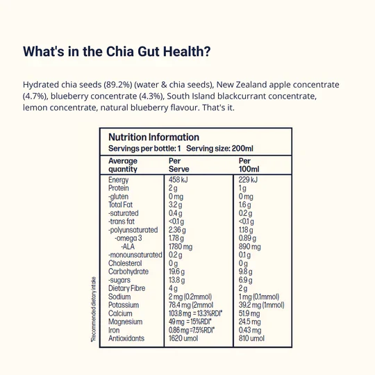 Chia Sisters Chia Gut Health Drink 100mL, Blueberry Superfood For Good Gut Health - Image 3