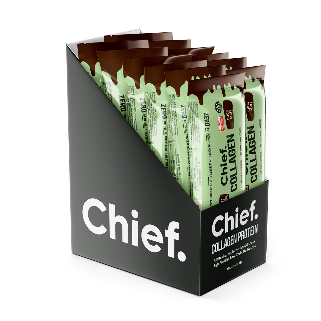 Chief. Collagen Bar Single Bar 45g Or A Box Of 12, Choc Mint Flavour - Image 2