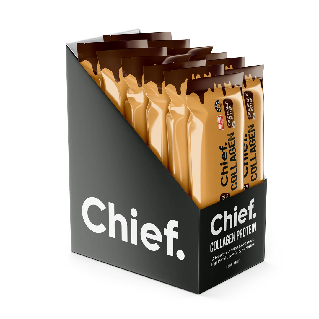 Chief. Collagen Bar Single Bar 45g Or A Box Of 12, Choc Peanut Butter Flavour - Image 4