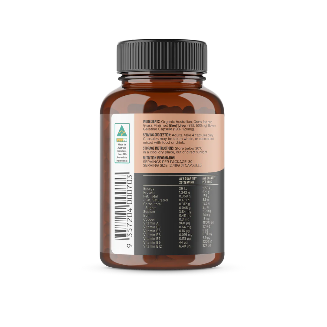 Chief. Organic Grass-Fed Beef Liver 120 Capsules, No Added Hormones Or Antibiotics - Image 3