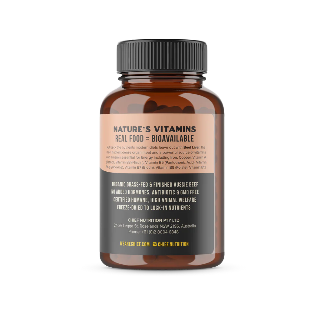 Chief. Organic Grass-Fed Beef Liver 120 Capsules, No Added Hormones Or Antibiotics - Image 4