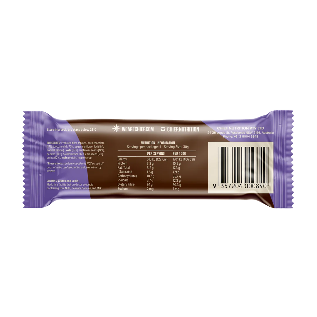 Chief. Thankful Bar 30g Or A Box Of 12, Choc Chia Flavour - Image 3