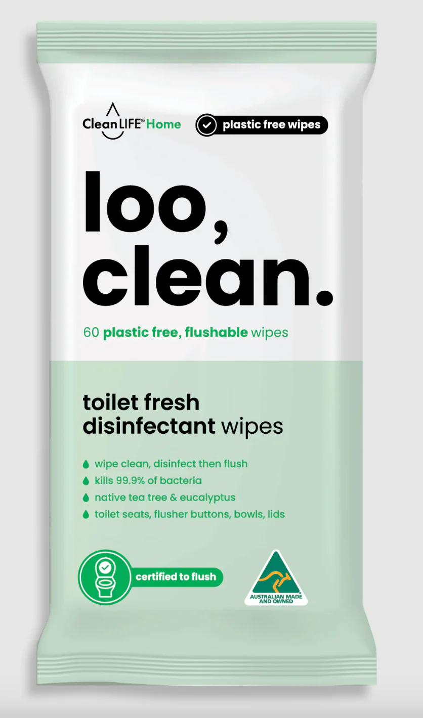 Clean LIFE Loo Clean Disinfectant Wipes 15pk or 60pk, Plastic Free & Flushable - Image 3