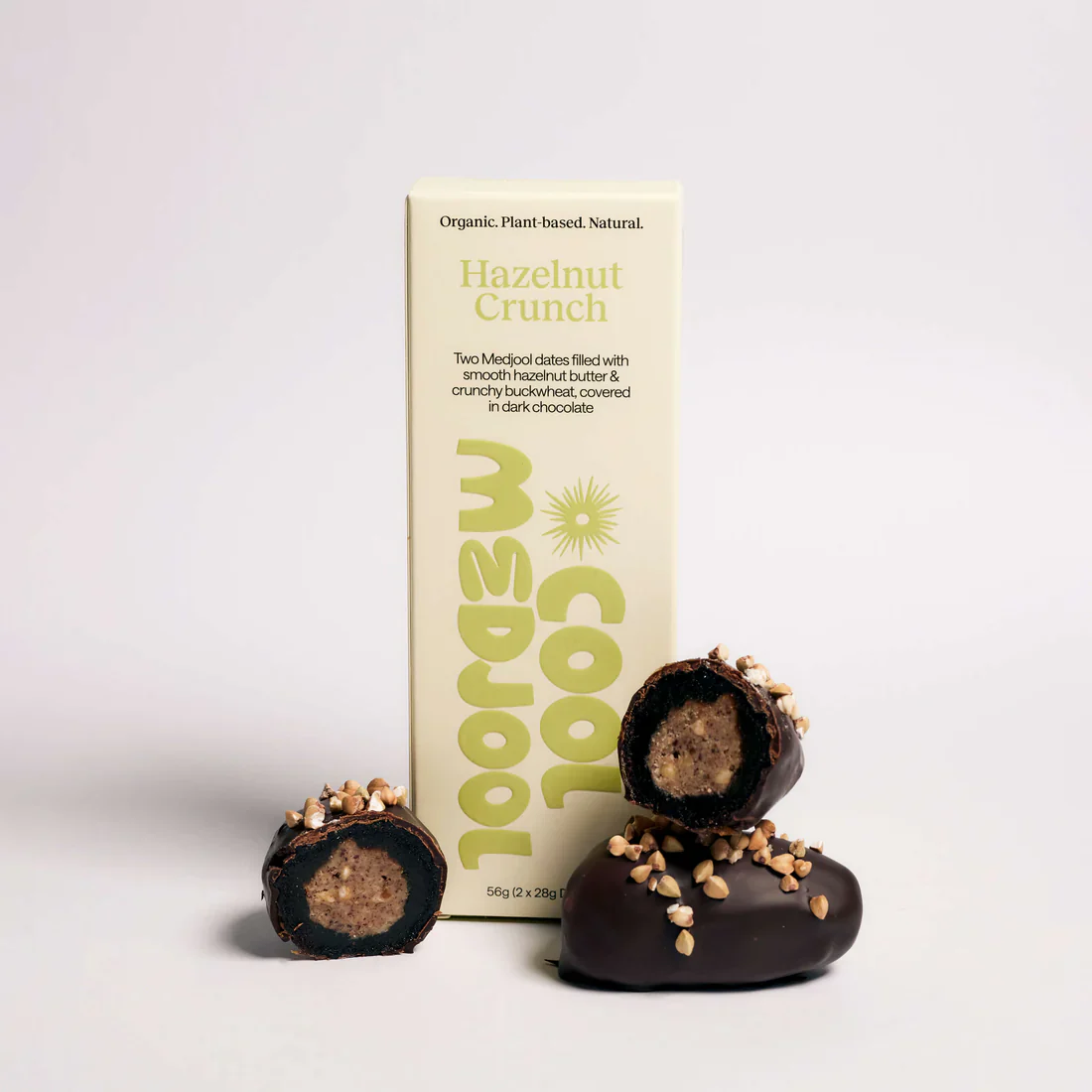 Cool Medjool Two Dark Chocolate Dates Filled With Smooth Hazelnut Butter 2x28g, Hazelnut Crunch Flavour