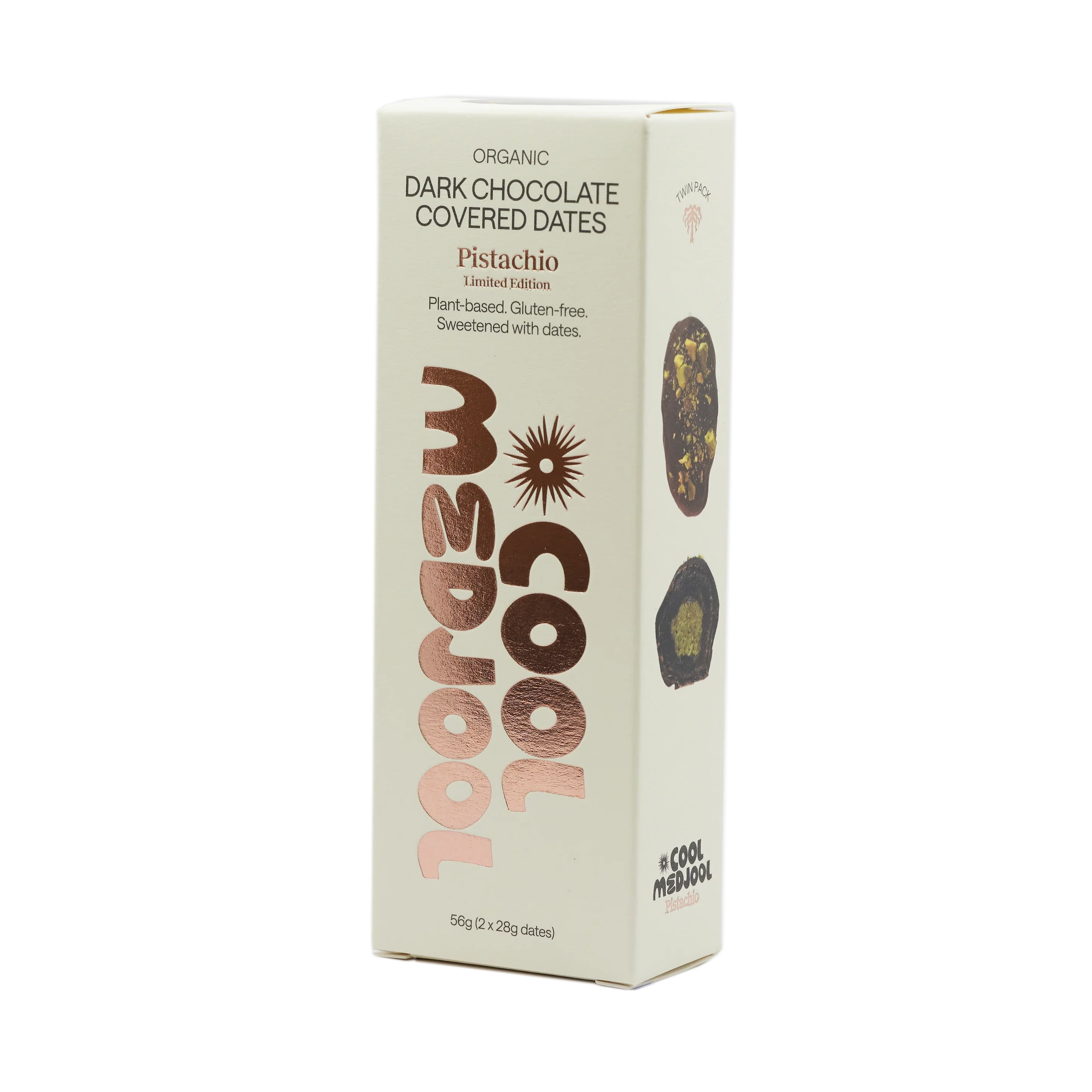 Cool Medjool Two Dark Chocolate Dates Filled With Activated Pistachio Butter 2x28g, Pistachio Flavour *Limited Edition*