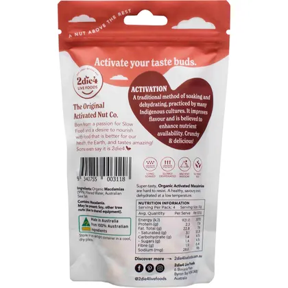 2Die4 Live Foods Activated & Organic Macadamias 120g Or 250g - Image 2