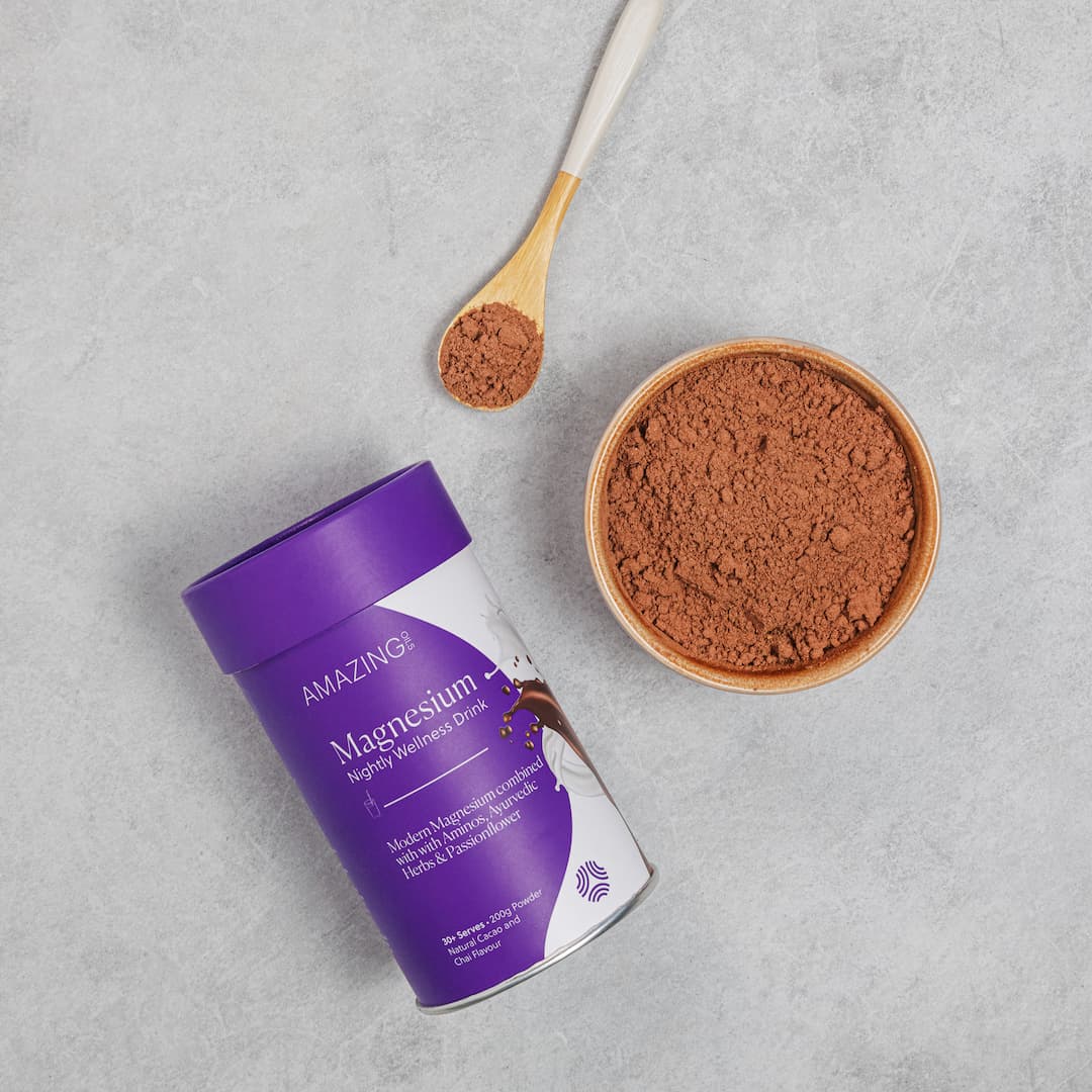 Amazing Oils Magnesium Nightly Wellness Drink 200g, Natural Cacao & Chai Flavour - Image 3