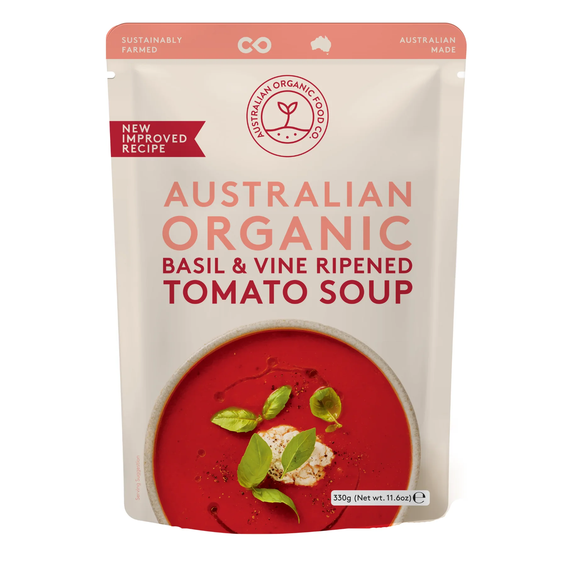 Australian Organic Food Co. Tomato & Basil Soup 330g, Certified Organic & Australian - Image 2