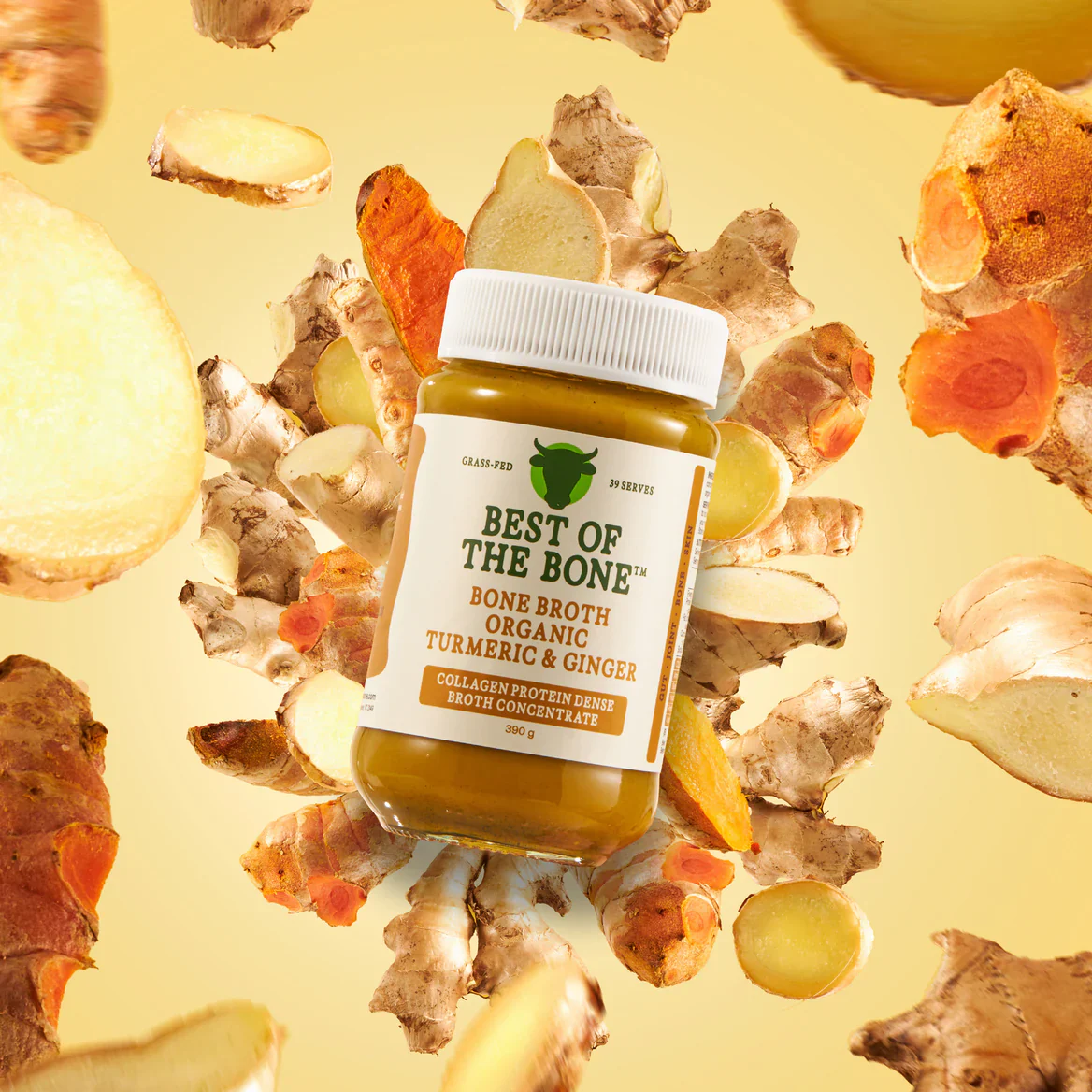 Best Of The Bone Organic Turmeric & Ginger Bone Broth 390g, Collagen Protein Dense Broth Concentrate - Image 2