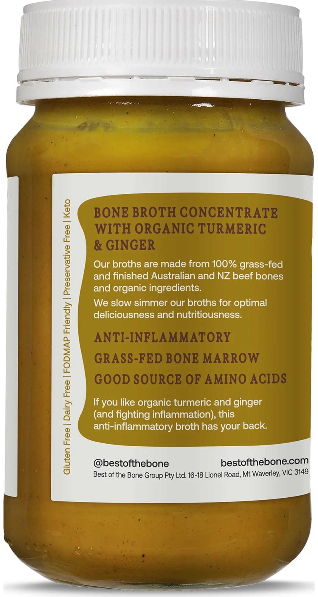 Best Of The Bone Organic Turmeric & Ginger Bone Broth 390g, Collagen Protein Dense Broth Concentrate - Image 3