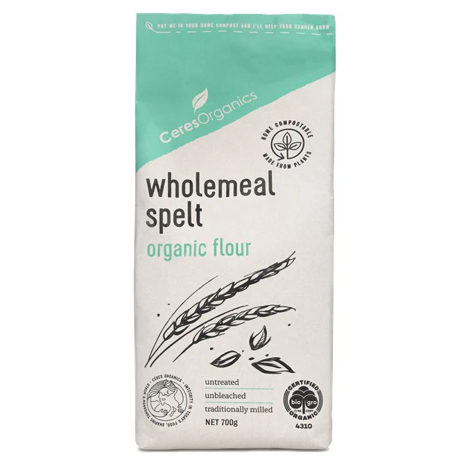 Ceres Organics Organic Wholemeal Spelt Flour 700g, Untreated & Unbleached