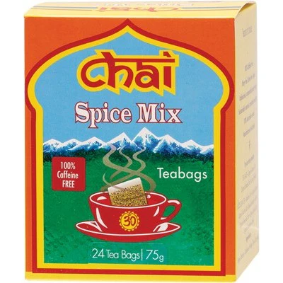 Chai Tea Spice Mix Chai 24 Tea Bags, 100% Caffeine Free