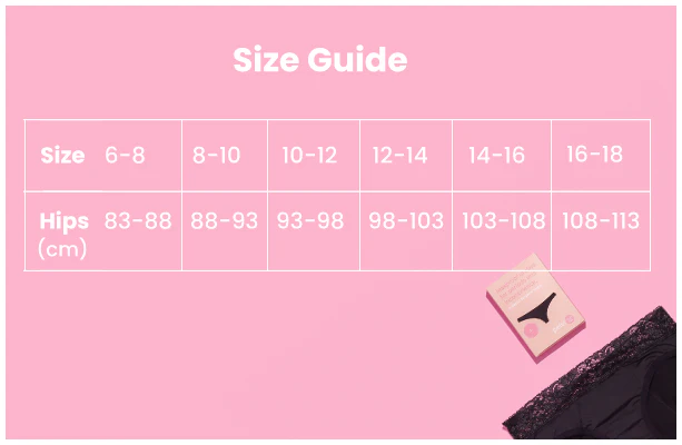 Pelvi Leakproof Underwear G-String Black, Sizes XSmall, Small, Medium, Large & XLarge - Image 3