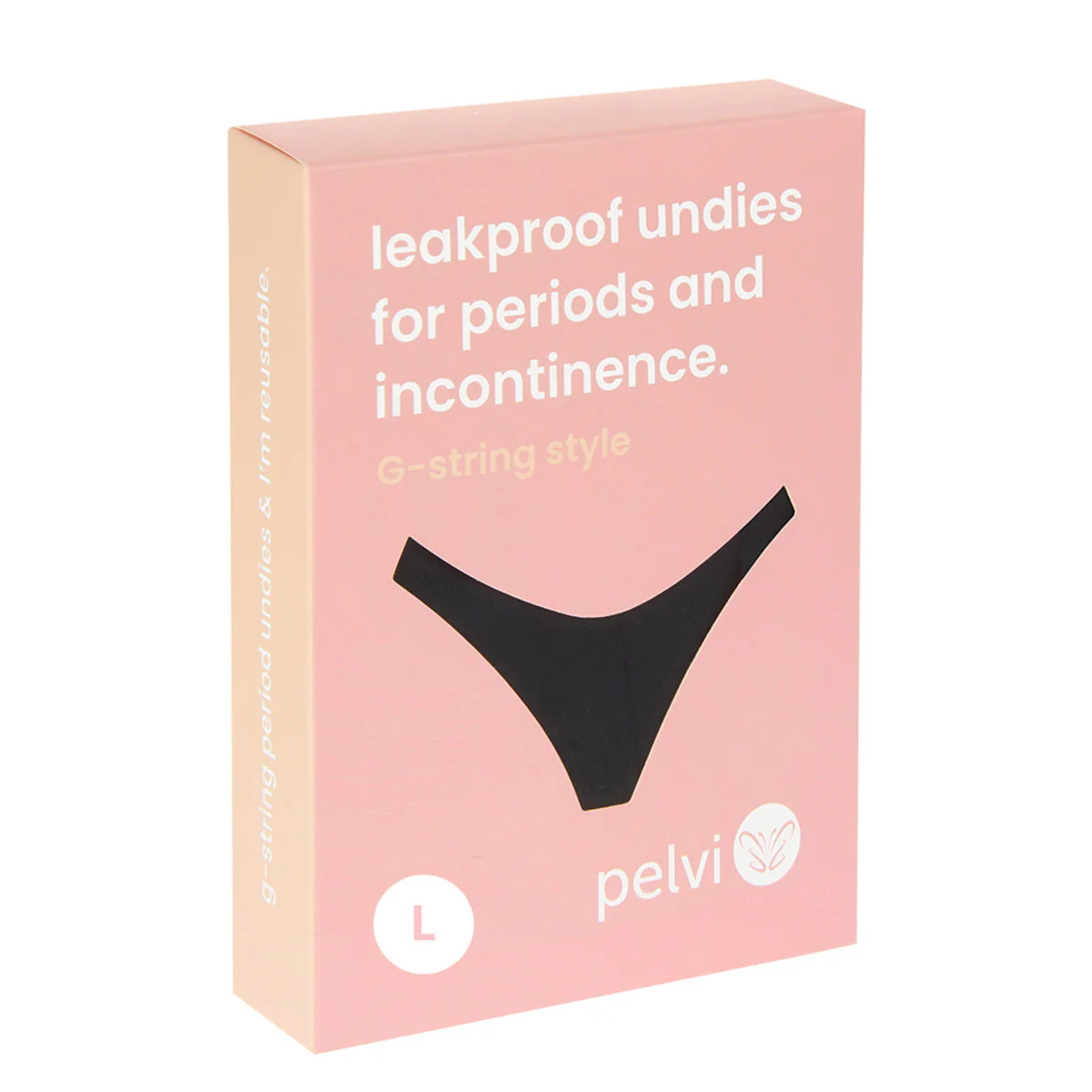 Pelvi Leakproof Underwear G-String Black, Sizes XSmall, Small, Medium, Large & XLarge - Image 4
