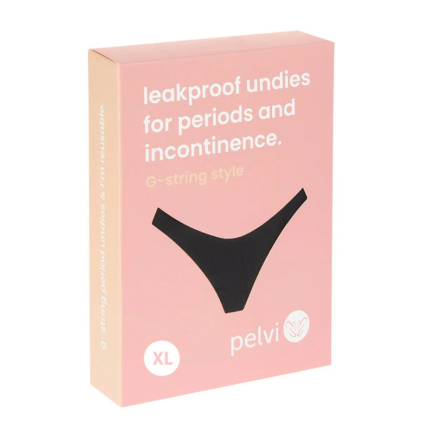 Pelvi Leakproof Underwear G-String Black, Sizes XSmall, Small, Medium, Large & XLarge - Image 7