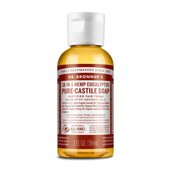 Dr Bronner's Organic 18-in-One Hemp Pure Castile Liquid Soap 59ml, 237ml, 473ml Or 946ml, Eucalyptus Fragrance - Image 2