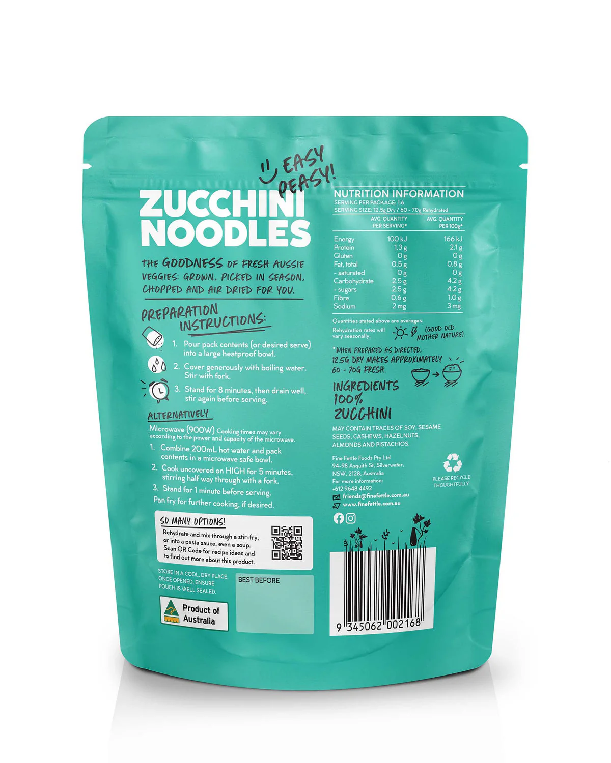 Fine Fettle Zucchini Noodles 20g, Made From 100% Australian Zucchini - Image 3